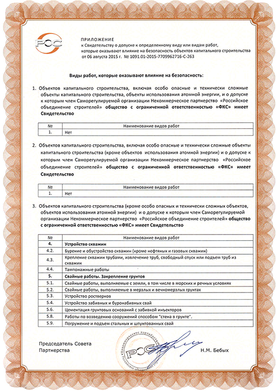 Свидетельство СРО ООО «ФКС-Пенза»